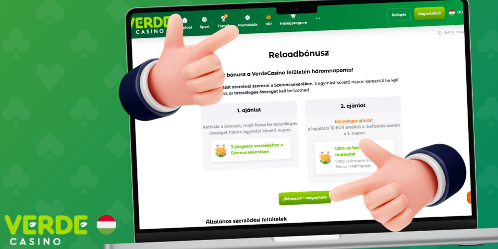 A Verde Casino bónusz fogadására vonatkozó utasítások