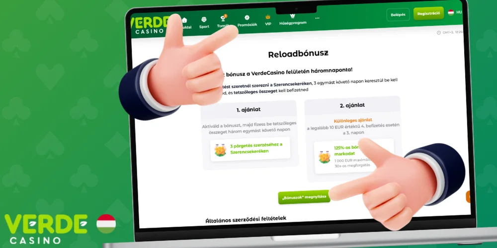 A Verde Casino bónusz fogadására vonatkozó utasítások
